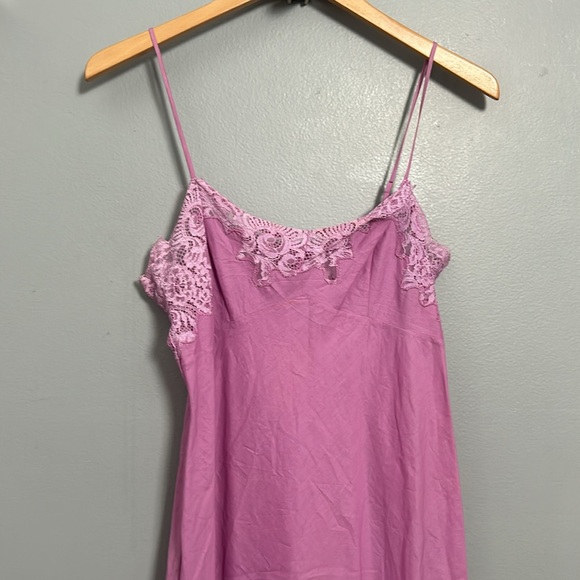 MaxAzria Collection Cotton Pink Lace Neck and Hem Maxi slip chemise size 6 - Picture 2 of 16